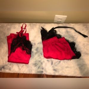 Red & Black Lace PJ Set